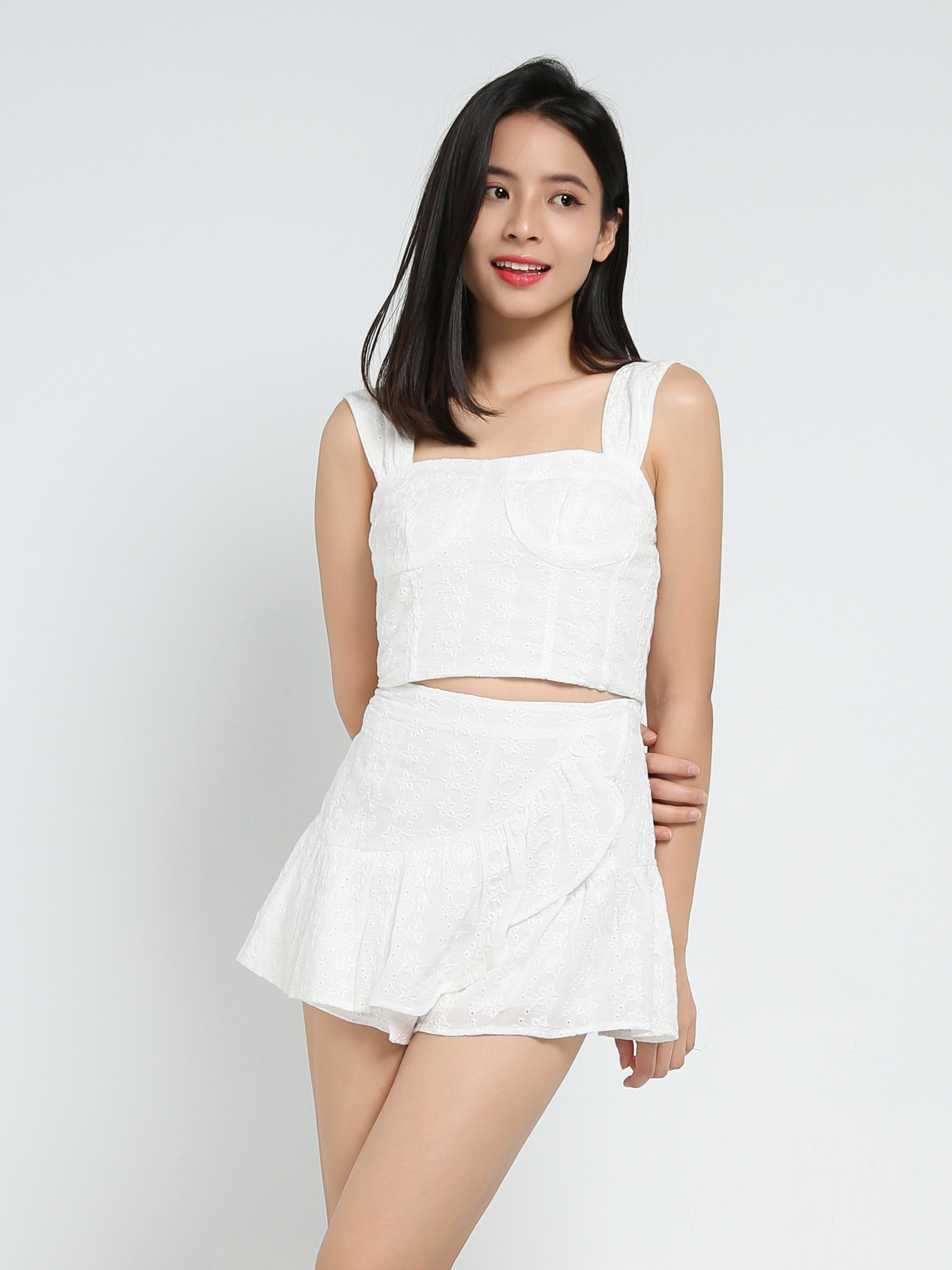 Sleeveless Top With Skirt Pant Set 34246