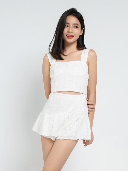 Sleeveless Top With Skirt Pant Set 34246