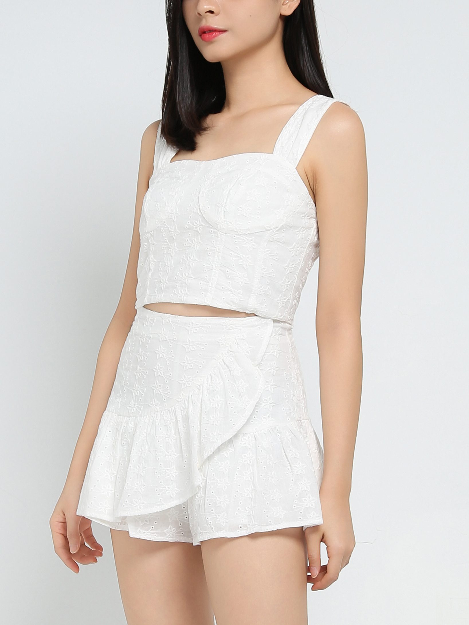 Sleeveless Top With Skirt Pant Set 34246