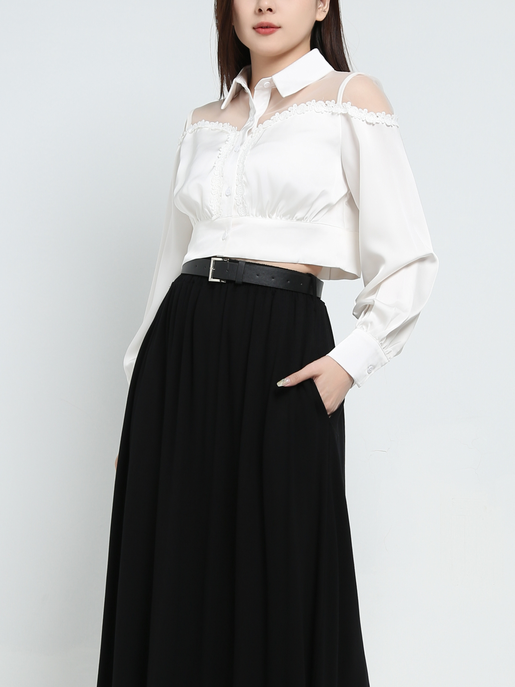 Long Sleeve Front Button Top 34249