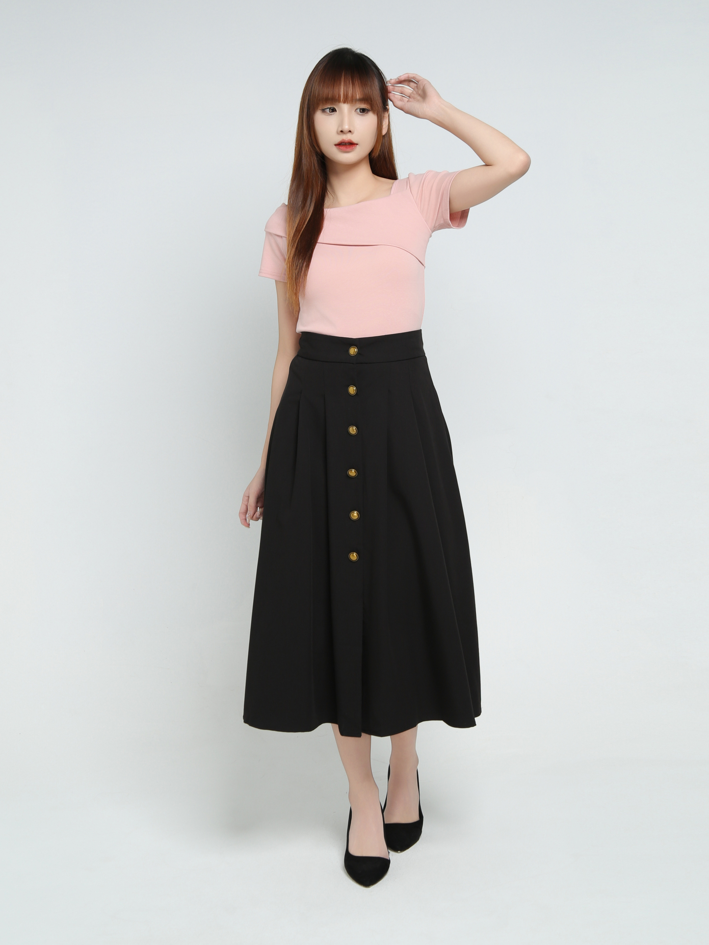 High Waist Pleated Skirt 34485