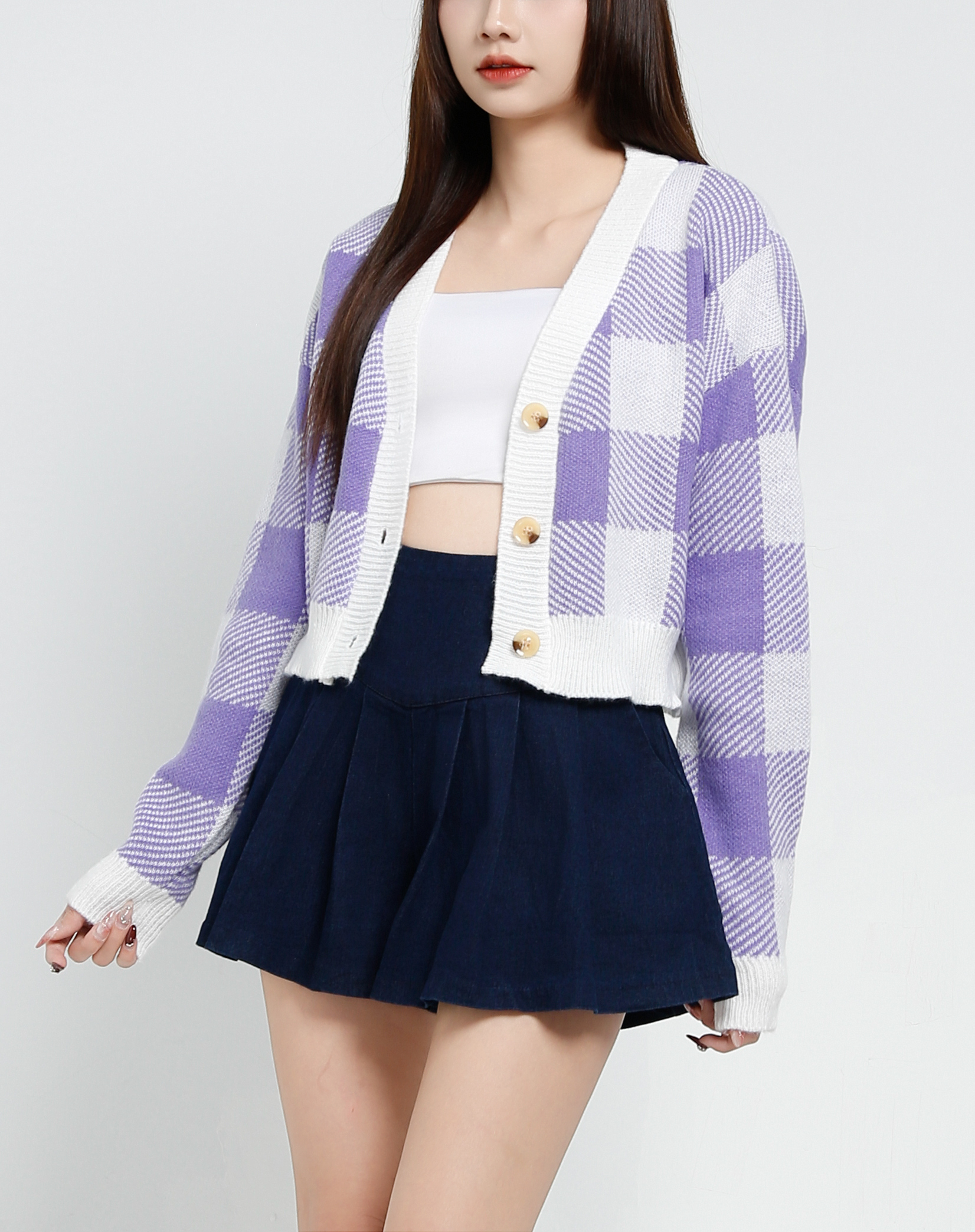 Knitted Plaid Jacket 34339