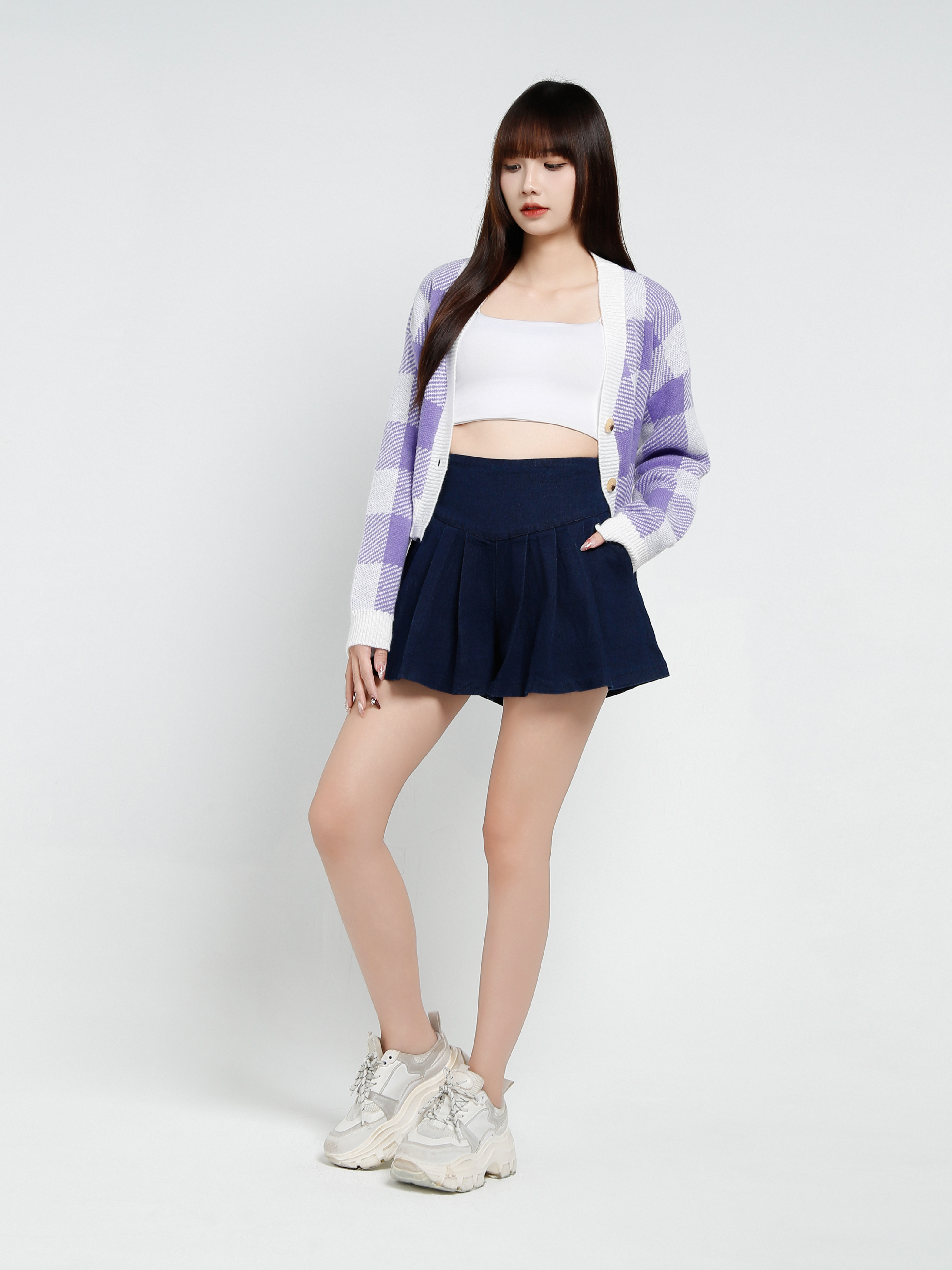 Knitted Plaid Jacket 34339