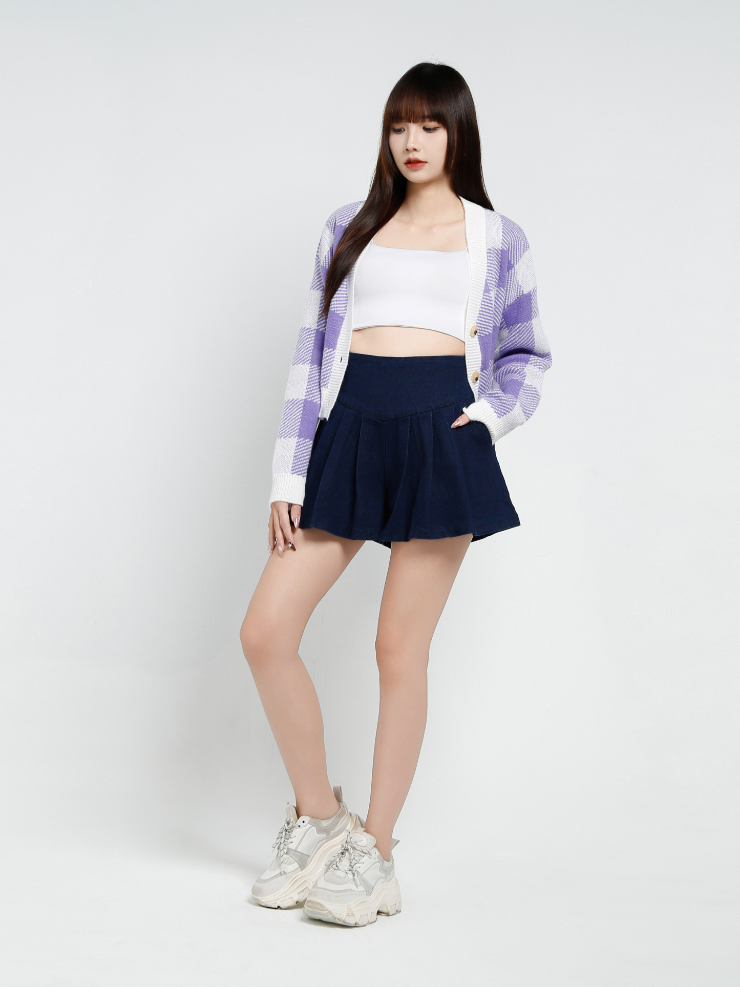 Knitted Plaid Jacket 34339