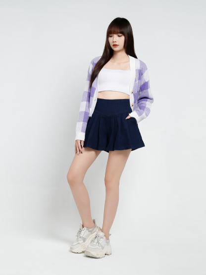 Knitted Plaid Jacket 34339