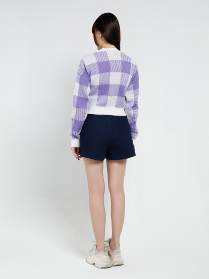 Knitted Plaid Jacket 34339