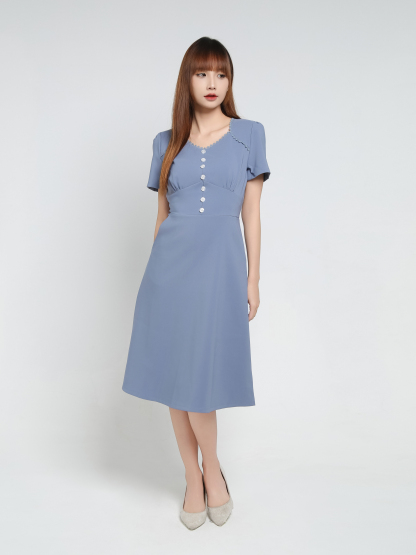 Front Decorative Button Dress 34352