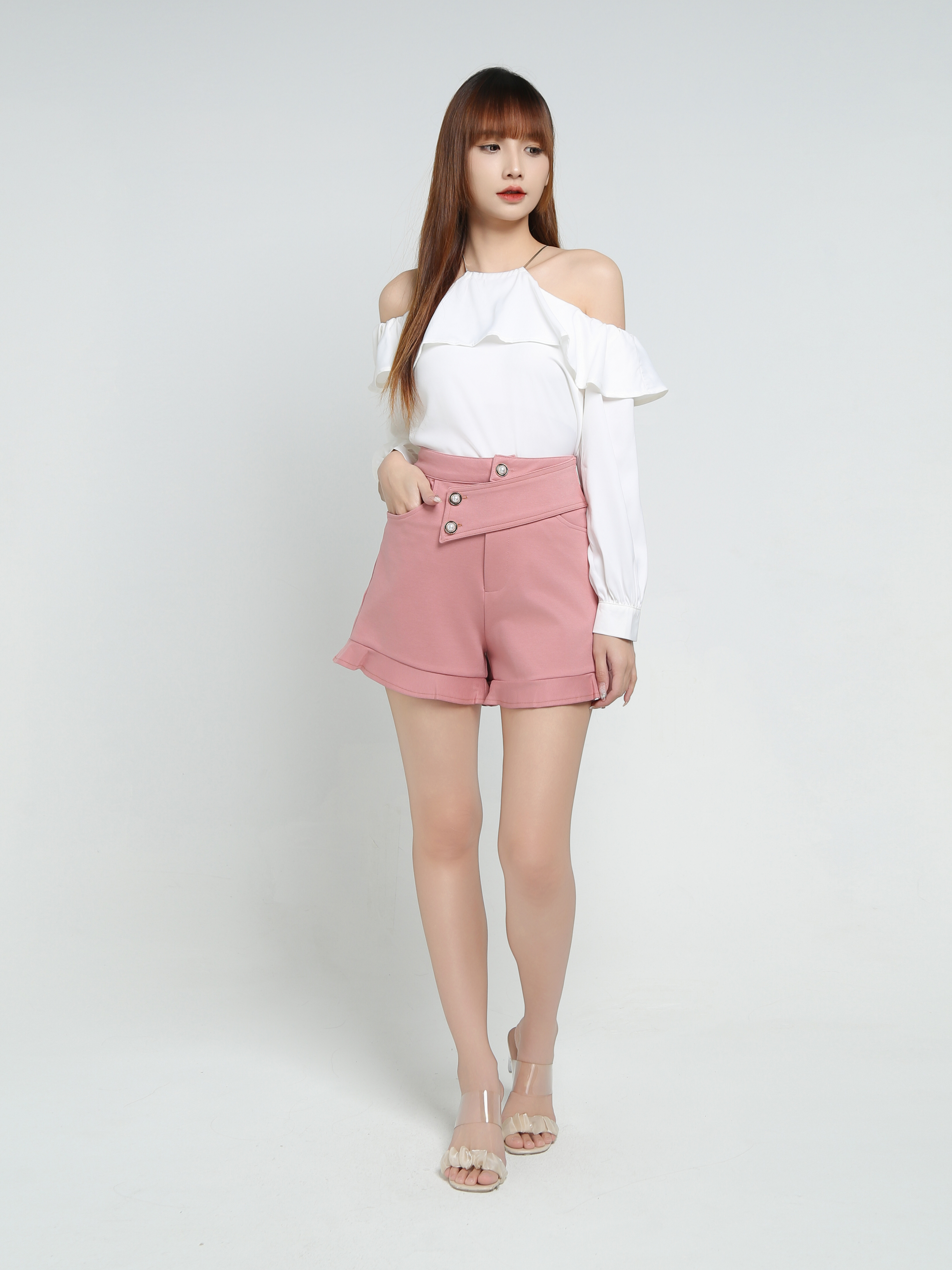 Halter With Long Sleeve Top 34357