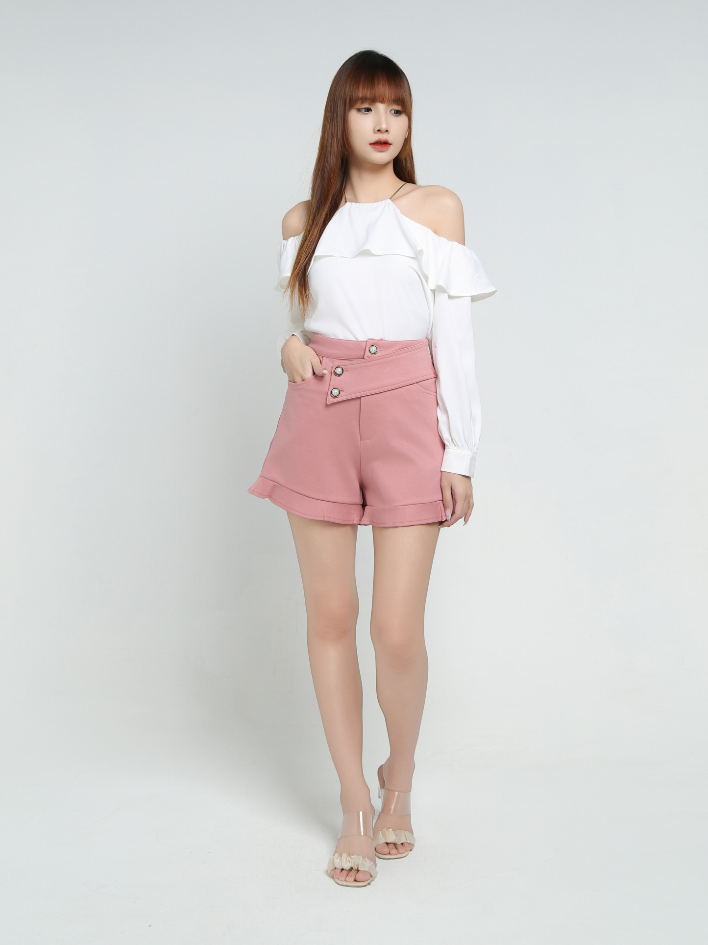 High Waist Side Pocket Short Pants 34369