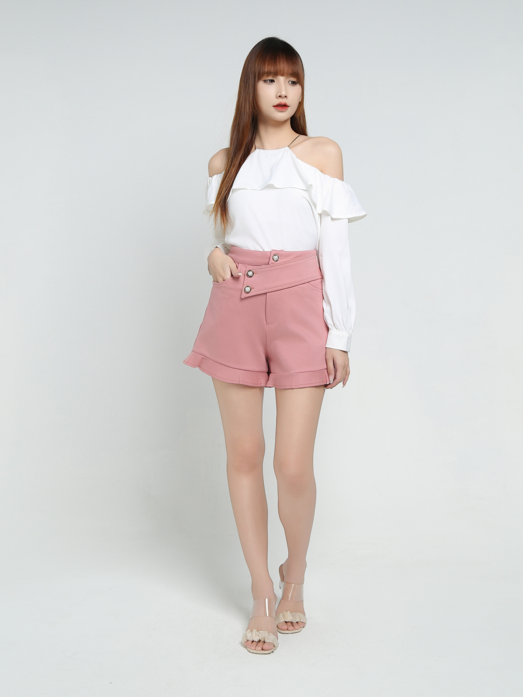 High Waist Side Pocket Short Pants 34369