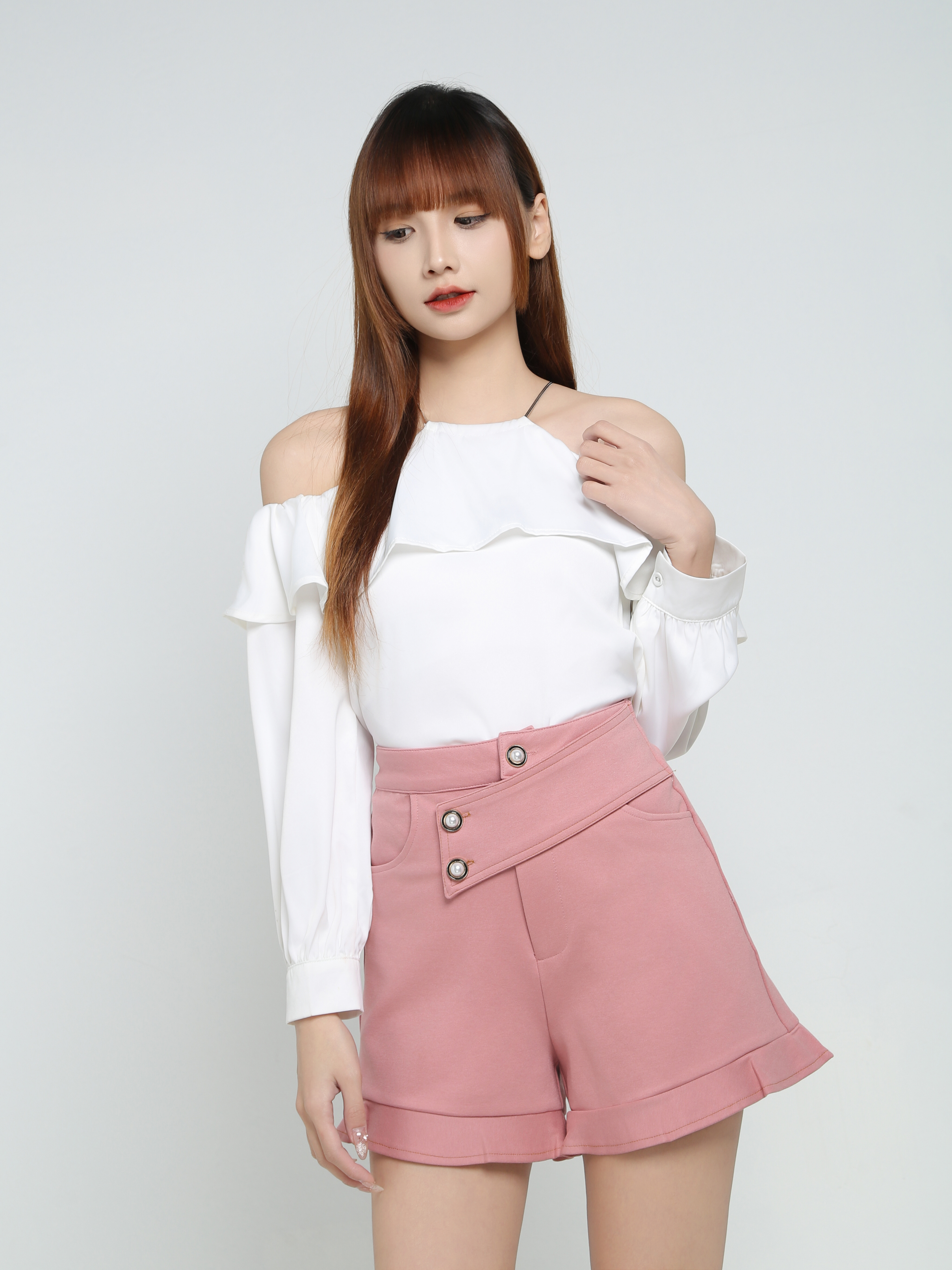 High Waist Side Pocket Short Pants 34369