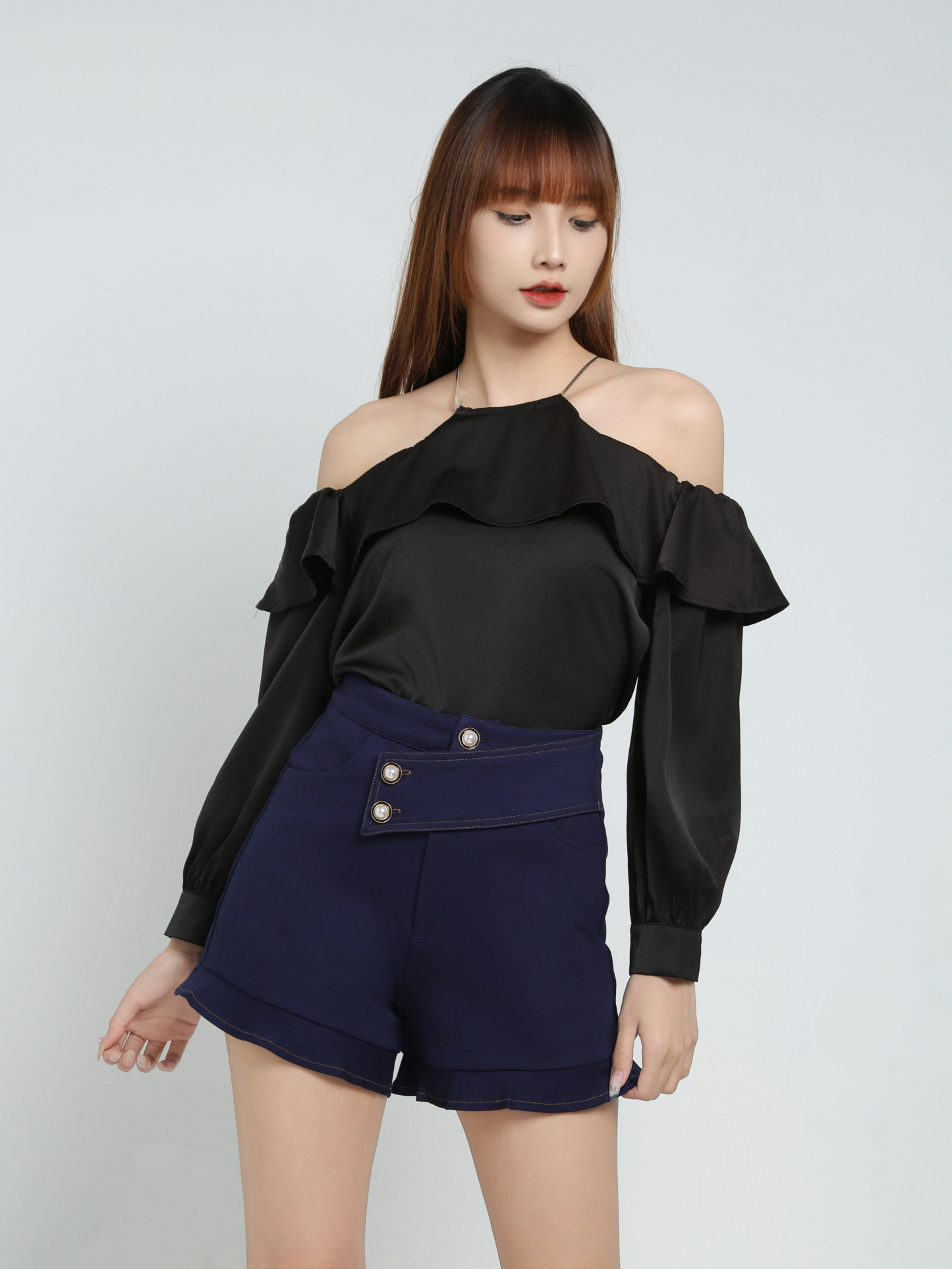 High Waist Side Pocket Short Pants 34369