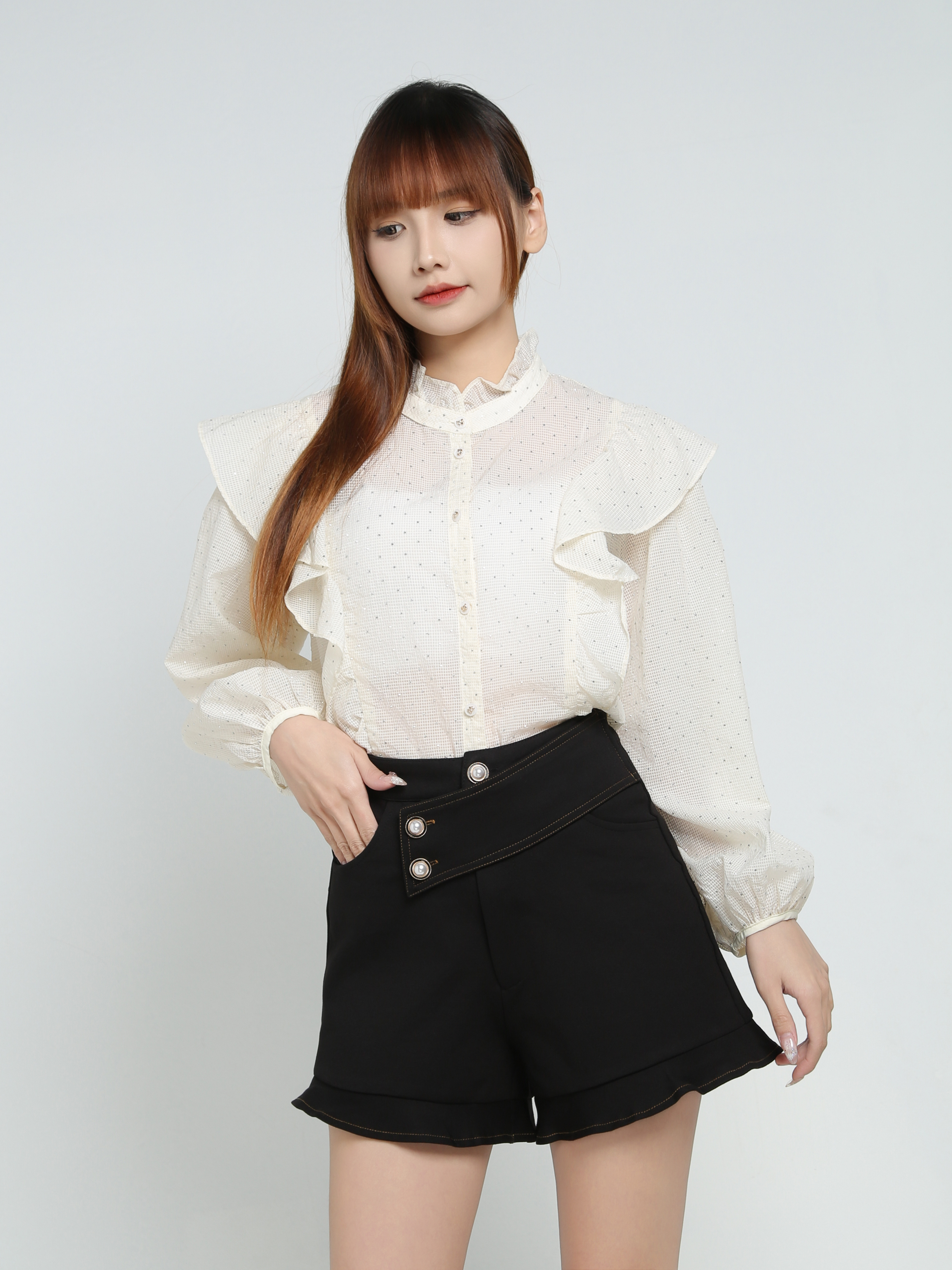 High Waist Side Pocket Short Pants 34369