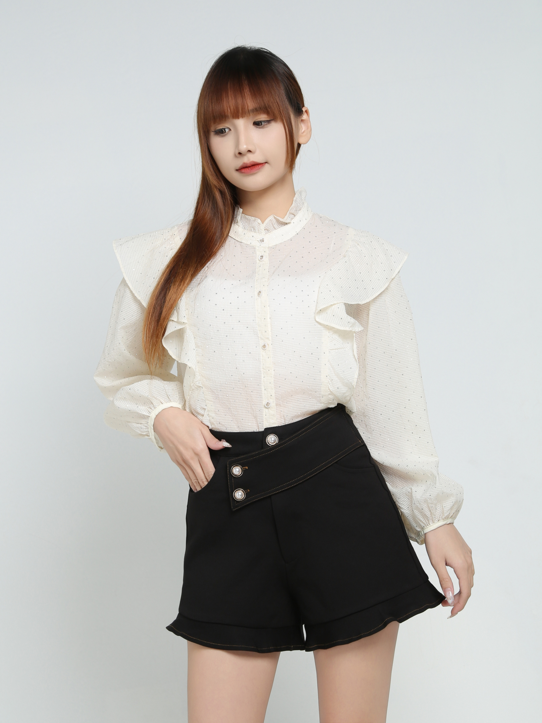 High Waist Side Pocket Short Pants 34369