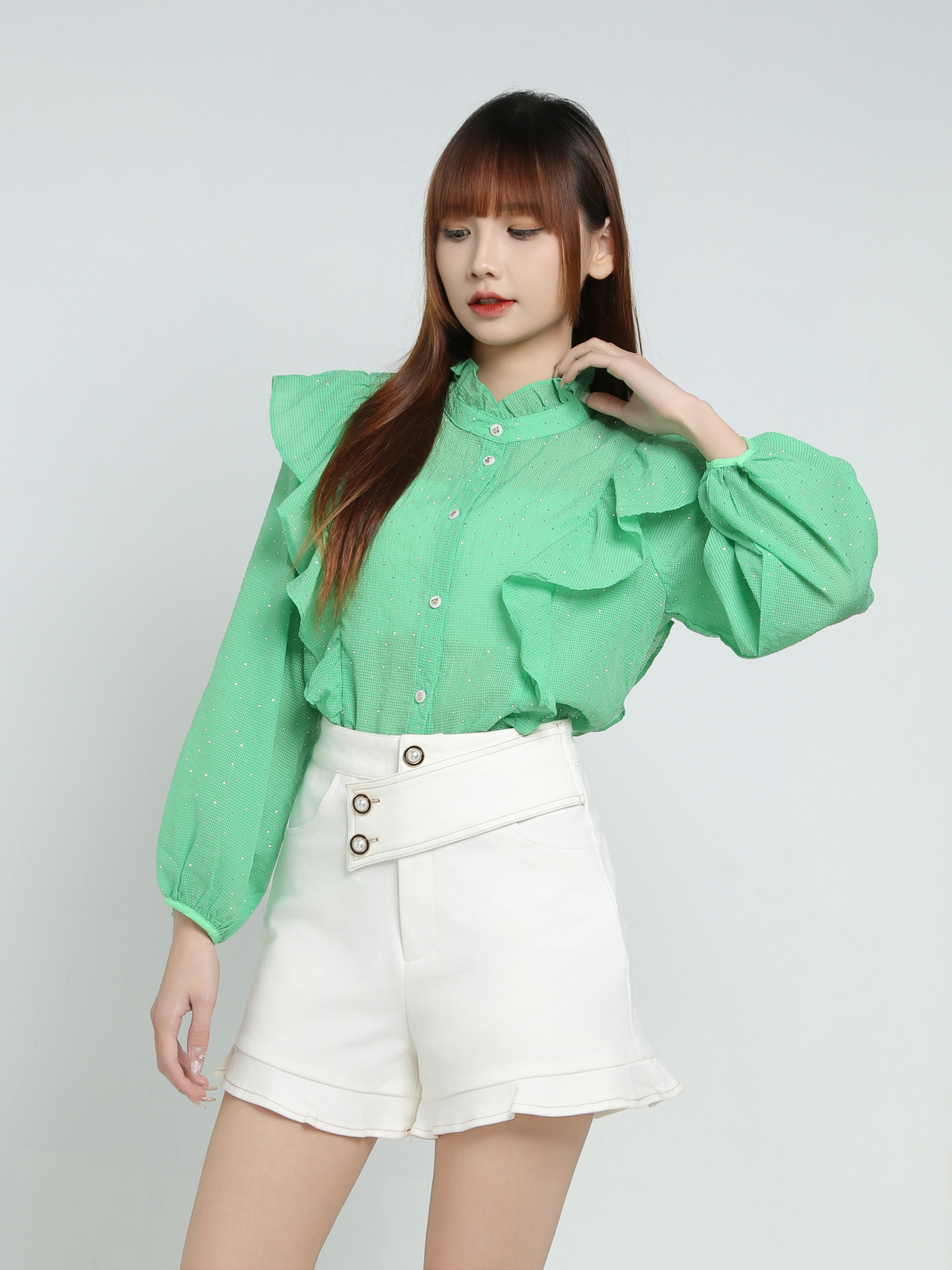 High Waist Side Pocket Short Pants 34369