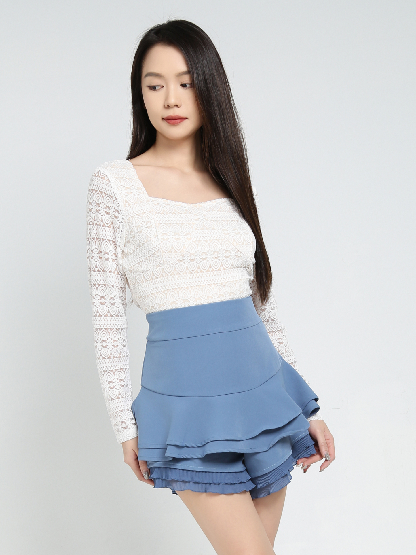 High Waist Layered Skirt Pants 34363