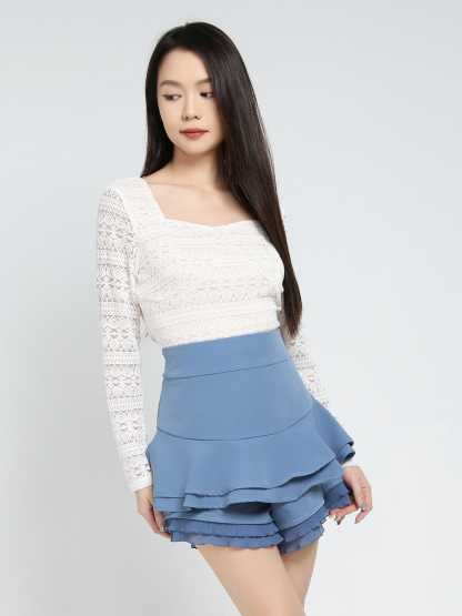 High Waist Layered Skirt Pants 34363