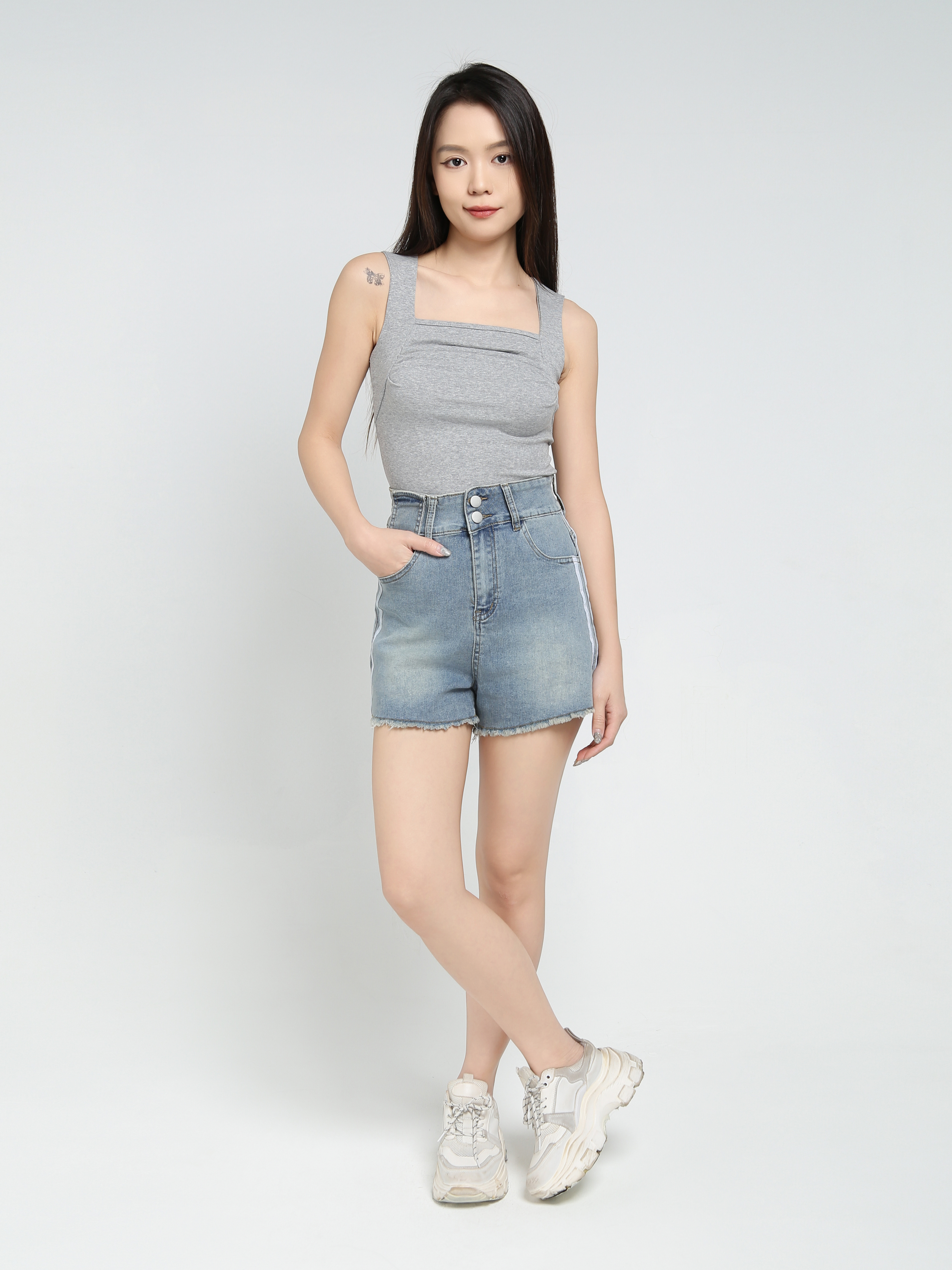 Denim Short Pants 34364