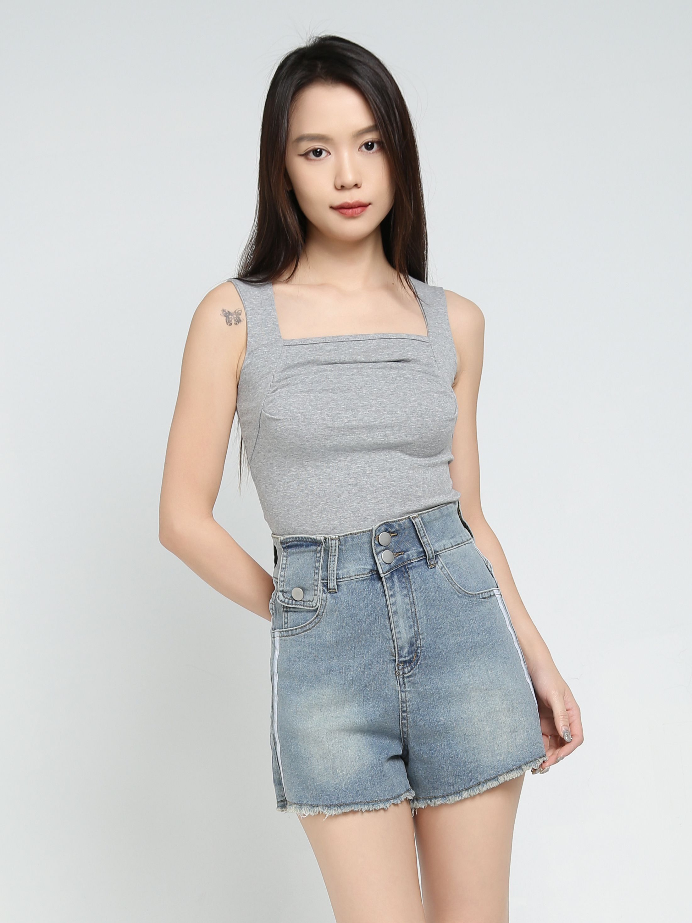 Denim Short Pants 34364