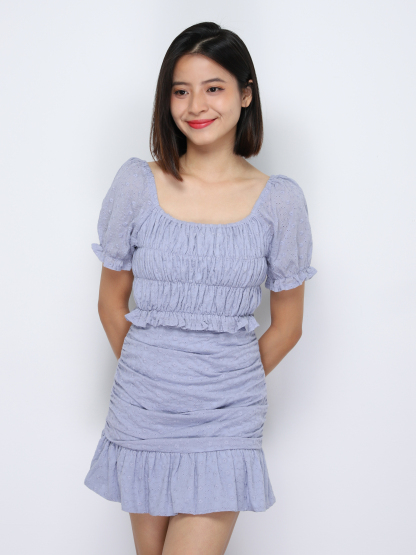 Puff Sleeve Top With Skirt Pant Set 34384