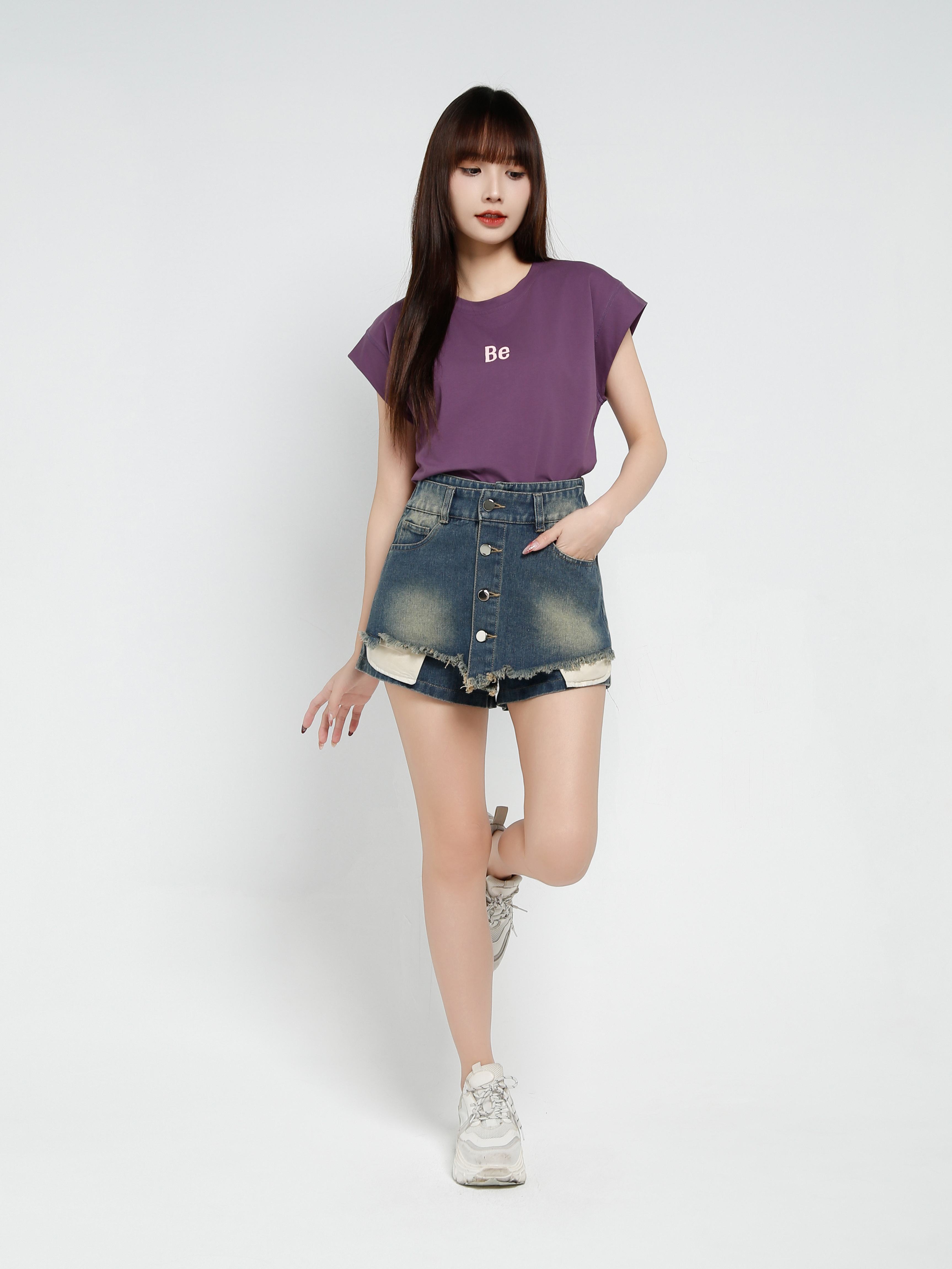 Denim High Waist Skirt Pant 37104