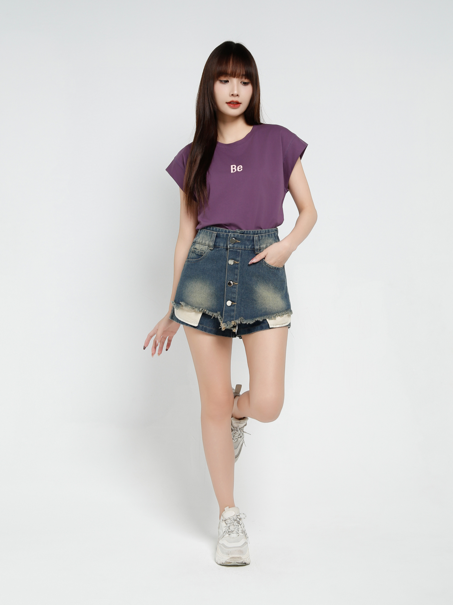 Denim High Waist Skirt Pant 37104