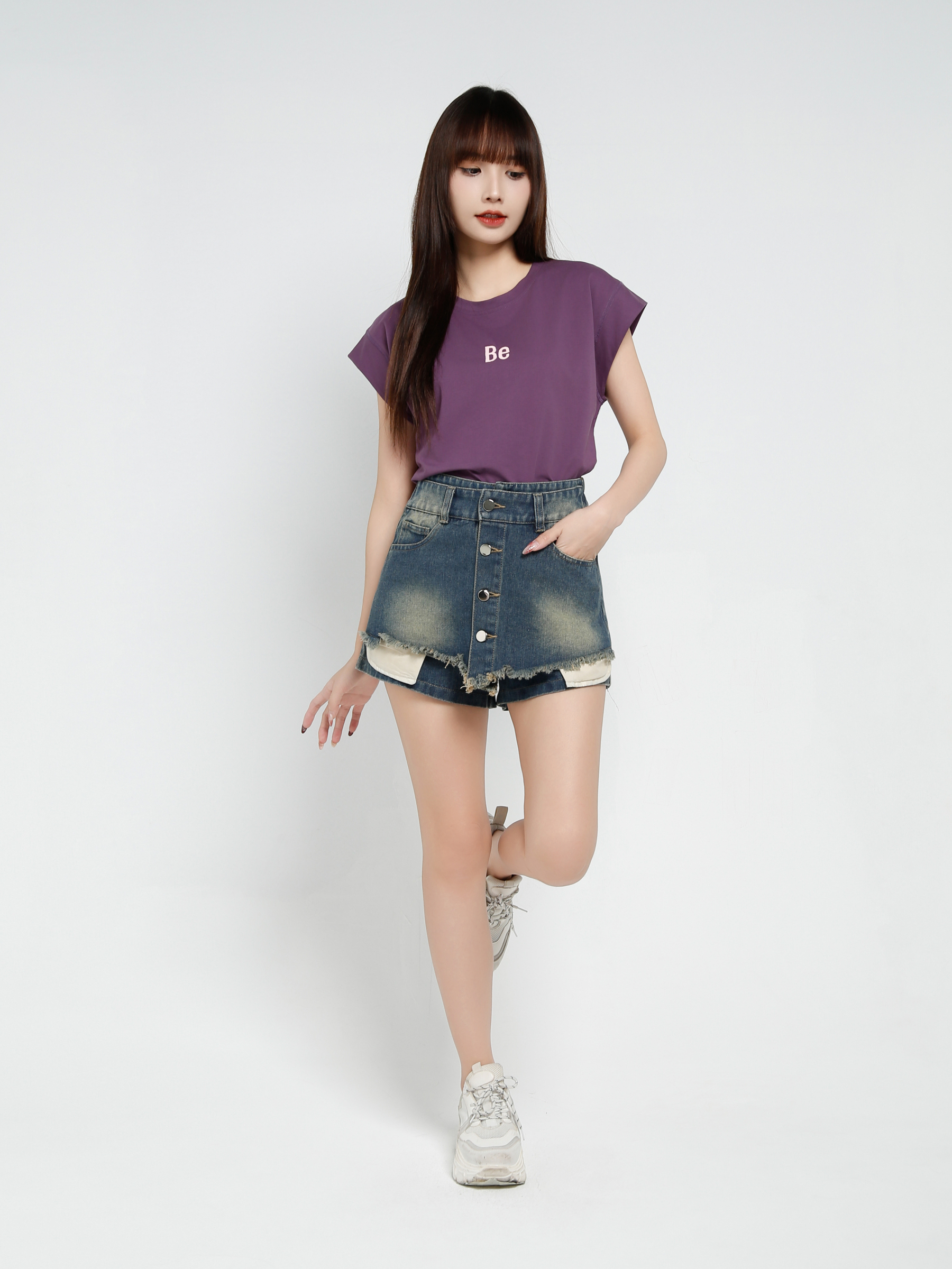 Denim High Waist Skirt Pant 37104