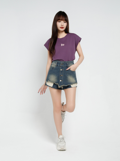 Denim High Waist Skirt Pant 37104