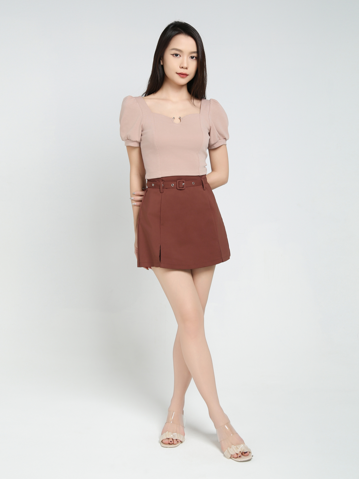 High Waist With Belt Skirt Pants 34374