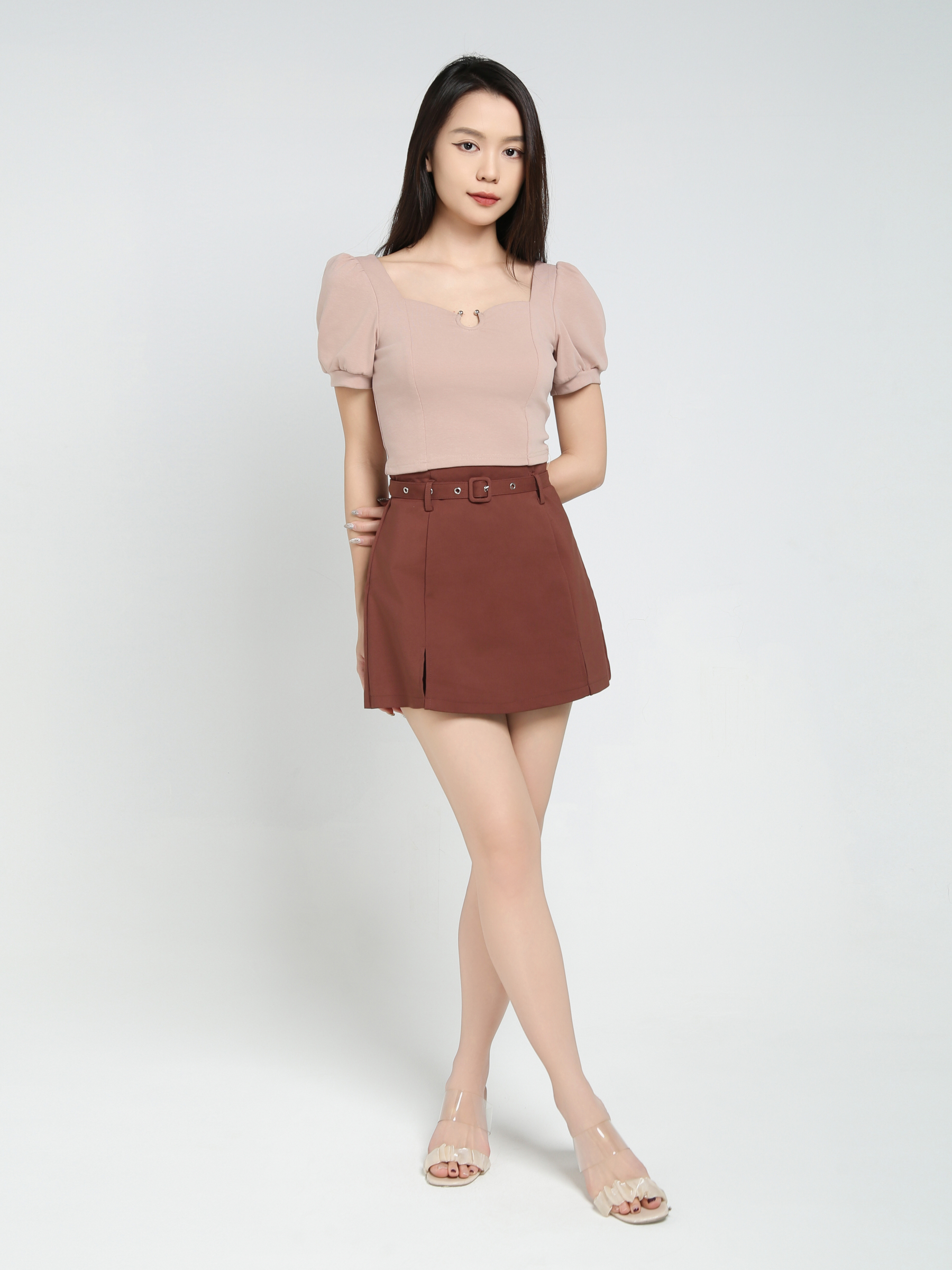 High Waist With Belt Skirt Pants 34374