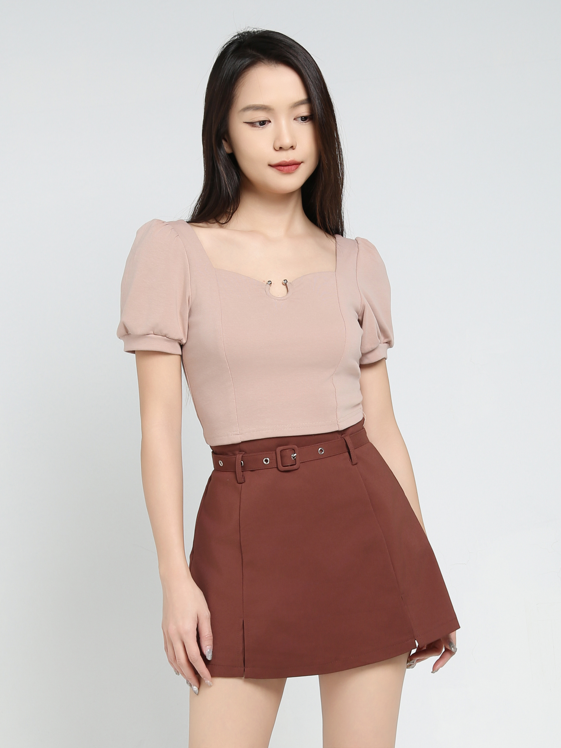 High Waist With Belt Skirt Pants 34374