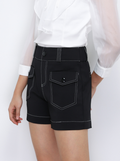 High Waist Side Pocket Short Pants 34426