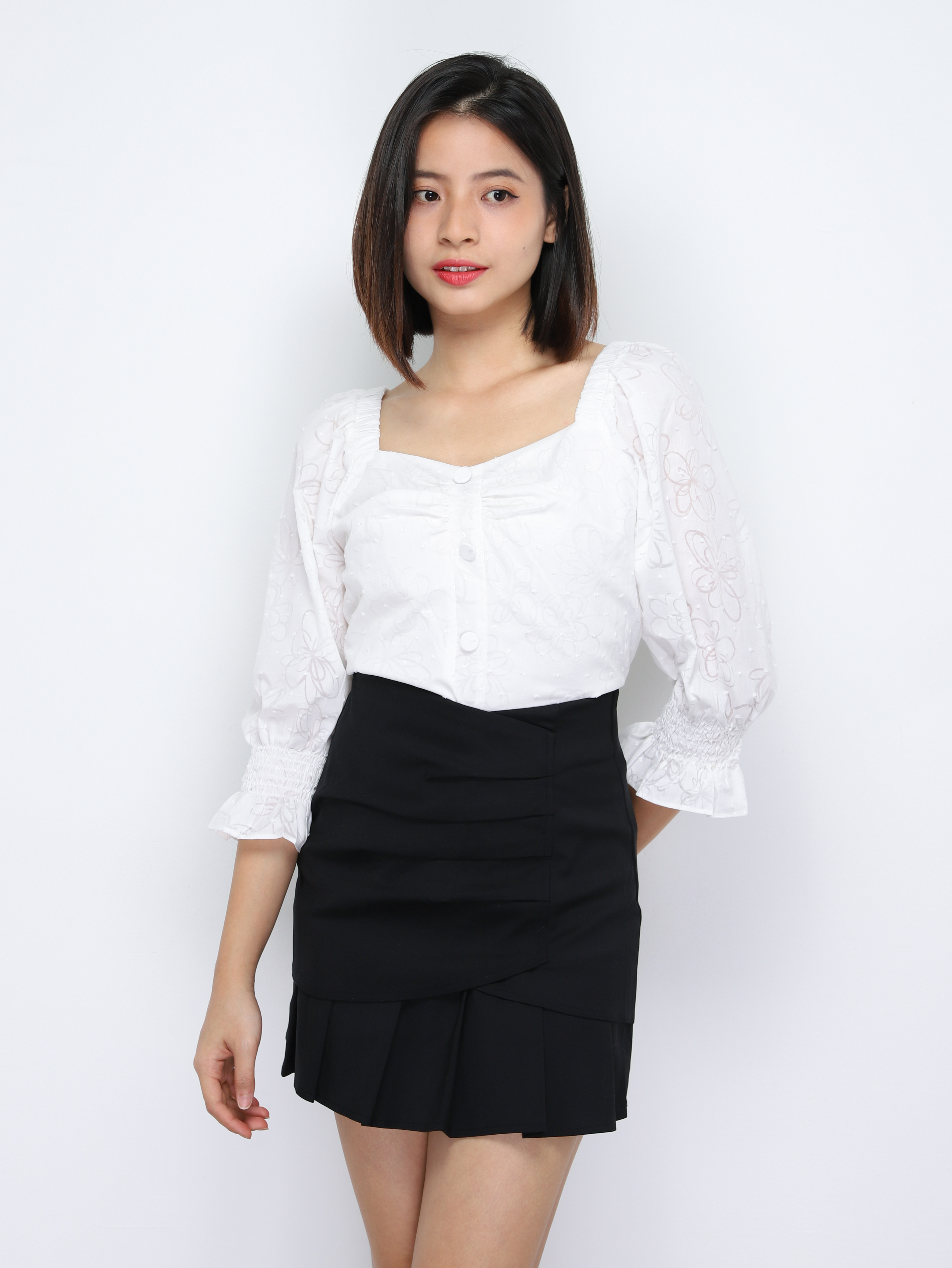 Back Zip Pleated Skirt Pant 34389