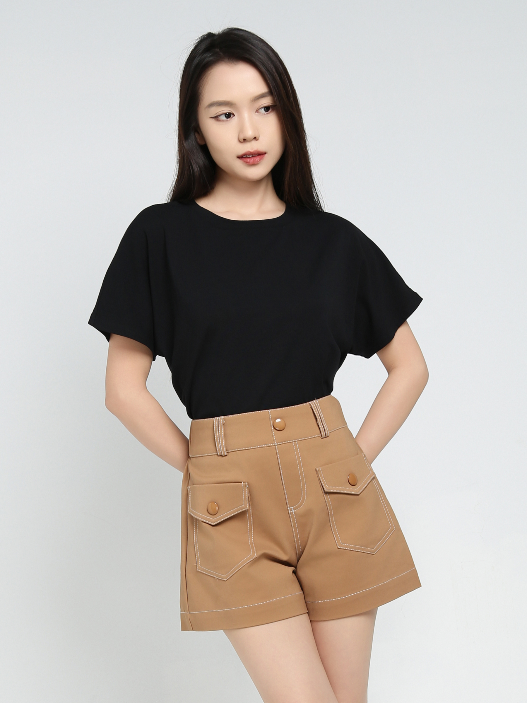 High Waist Side Pocket Short Pants 34426