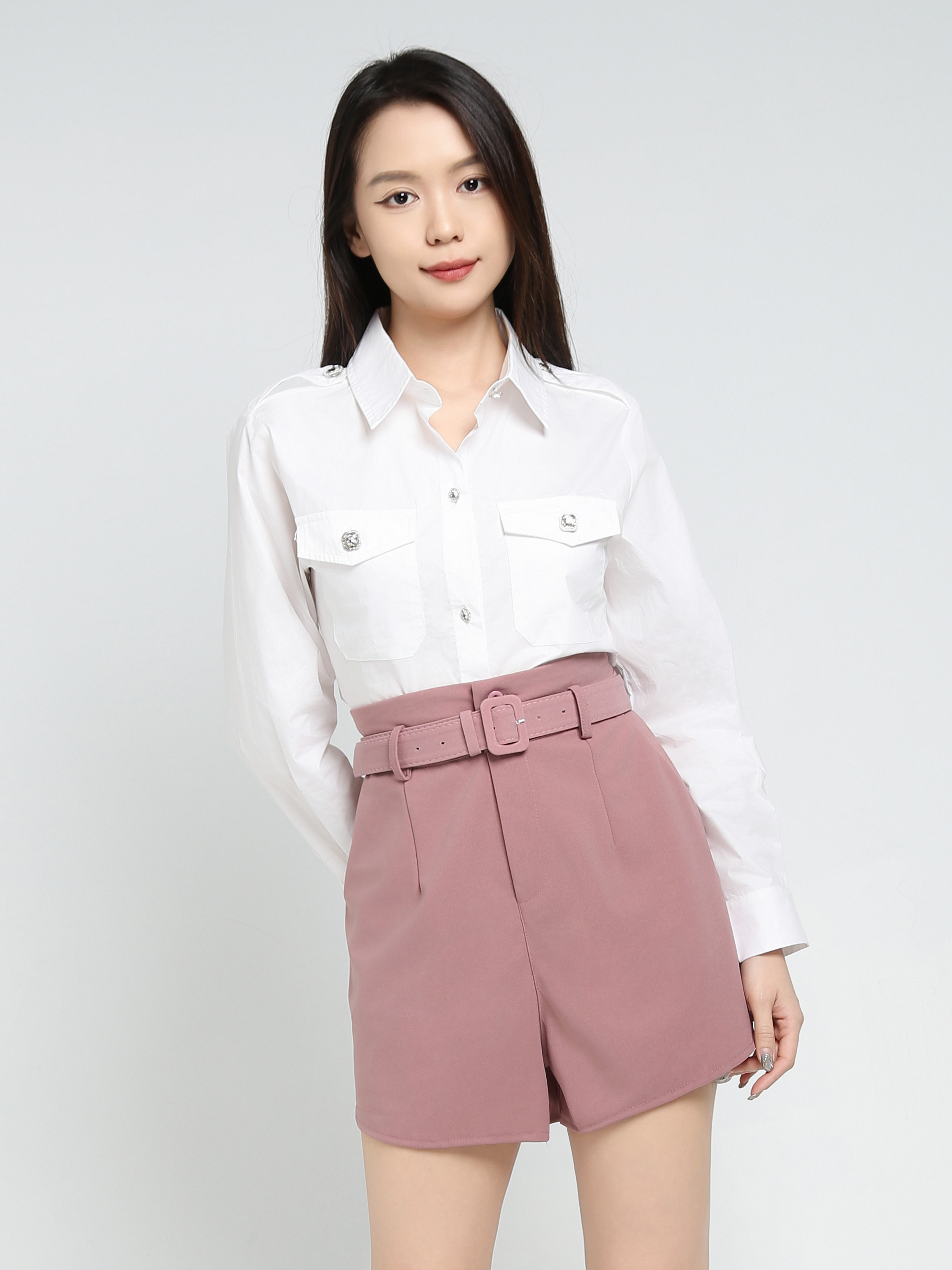 High Waist With Belt Short Pants 34467