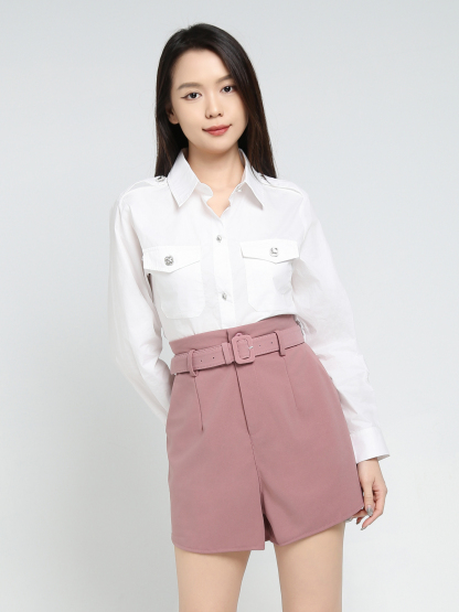 High Waist With Belt Short Pants 34467