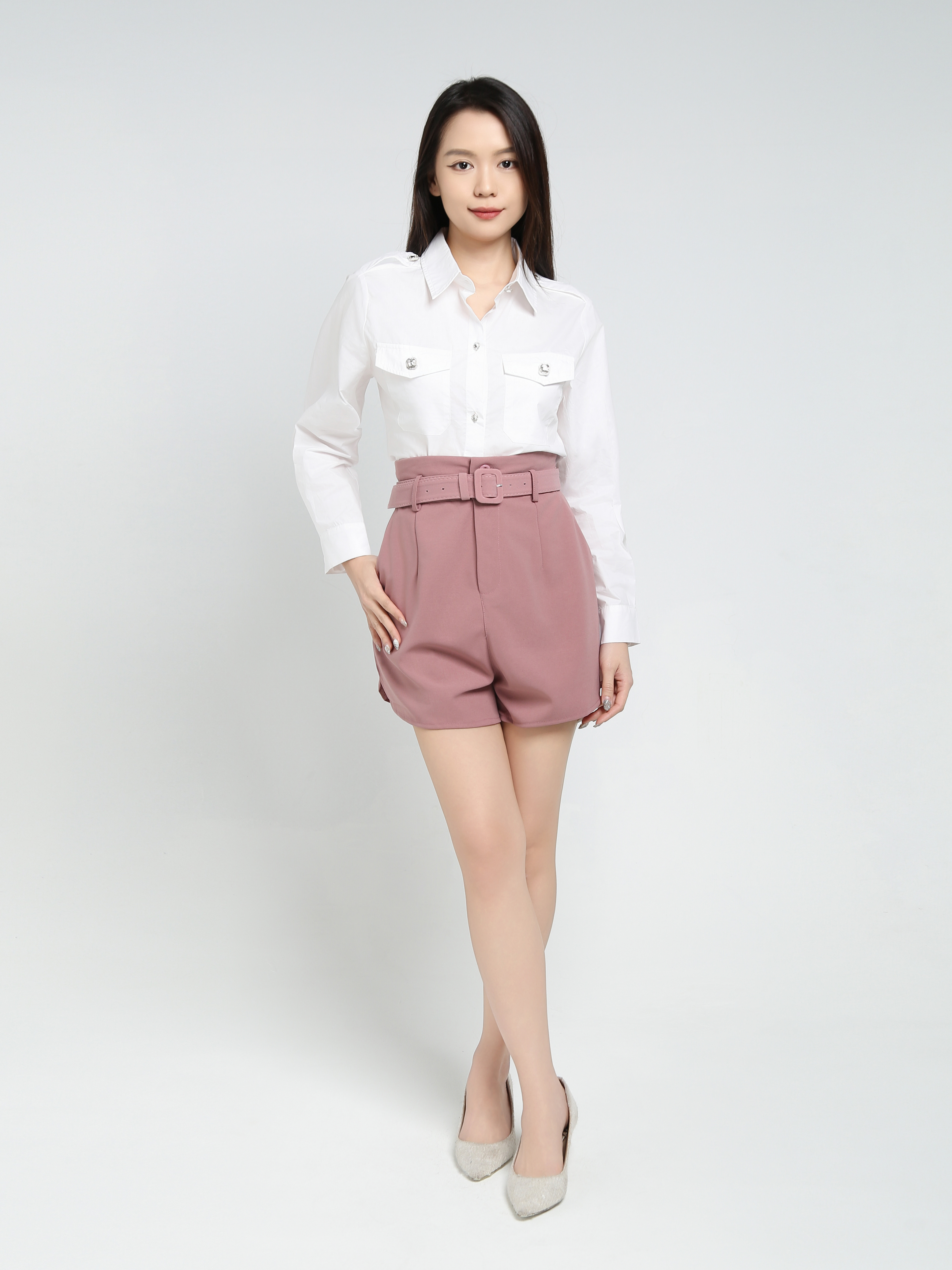 High Waist With Belt Short Pants 34467