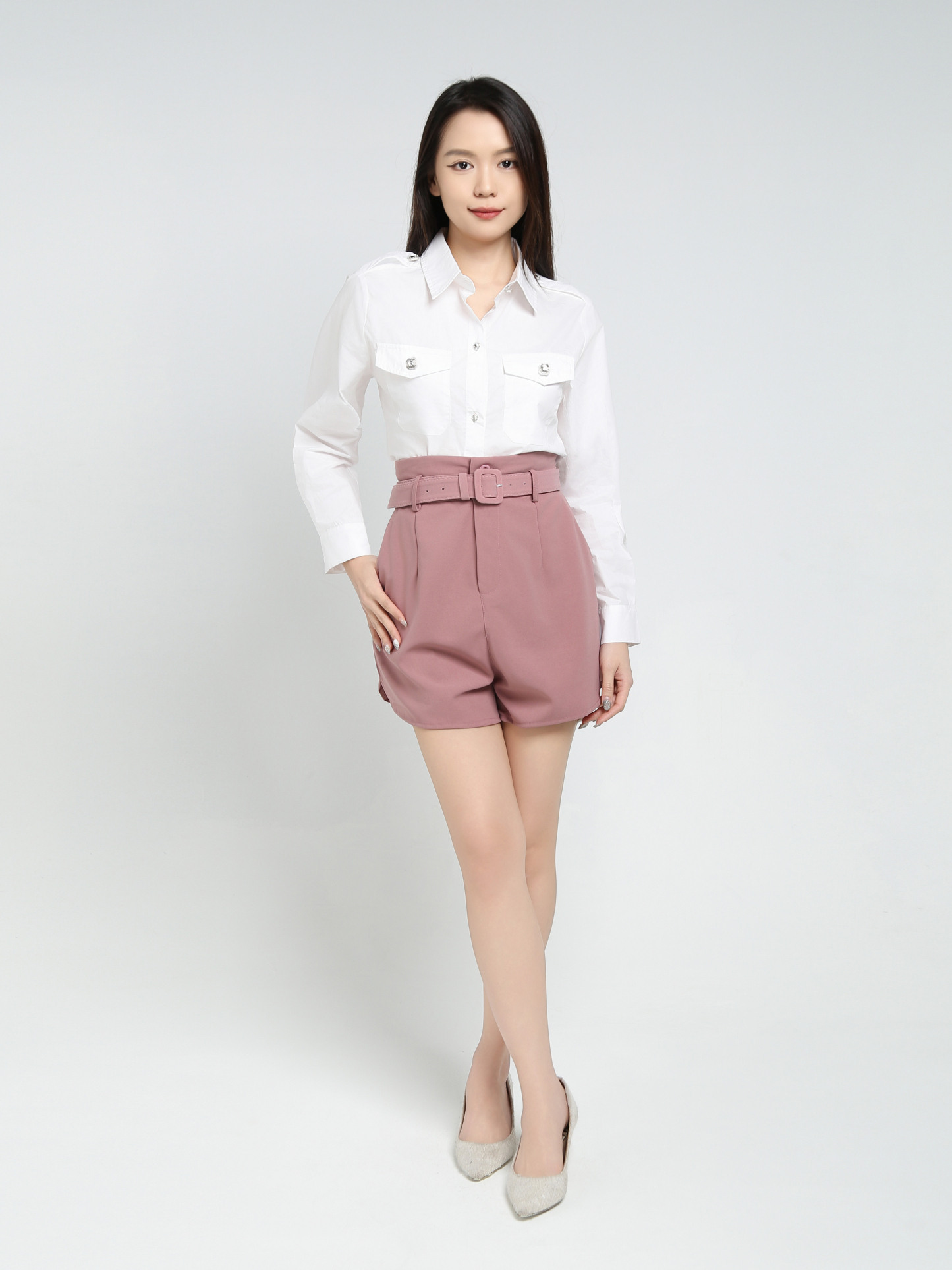 High Waist With Belt Short Pants 34467