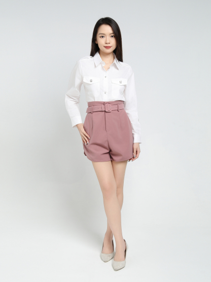 High Waist With Belt Short Pants 34467
