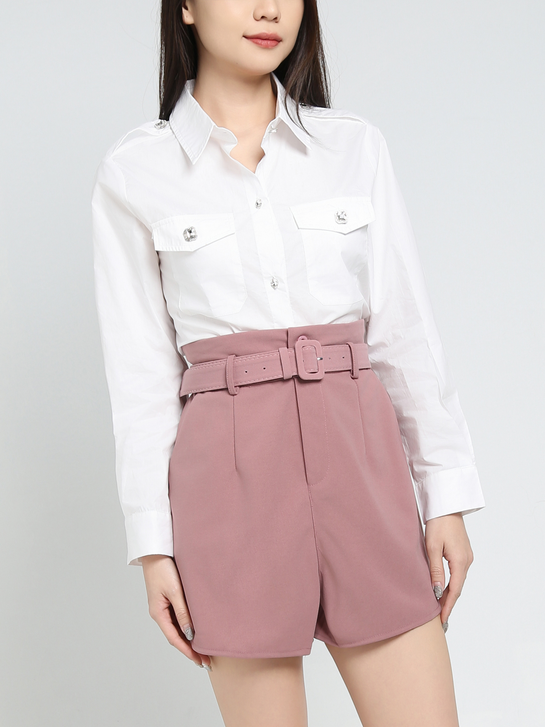 High Waist With Belt Short Pants 34467