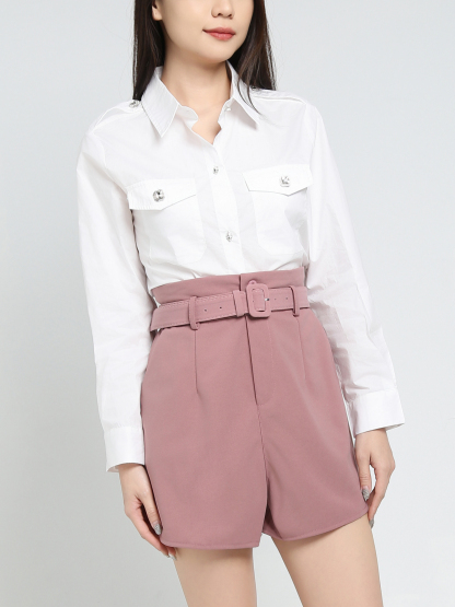 High Waist With Belt Short Pants 34467
