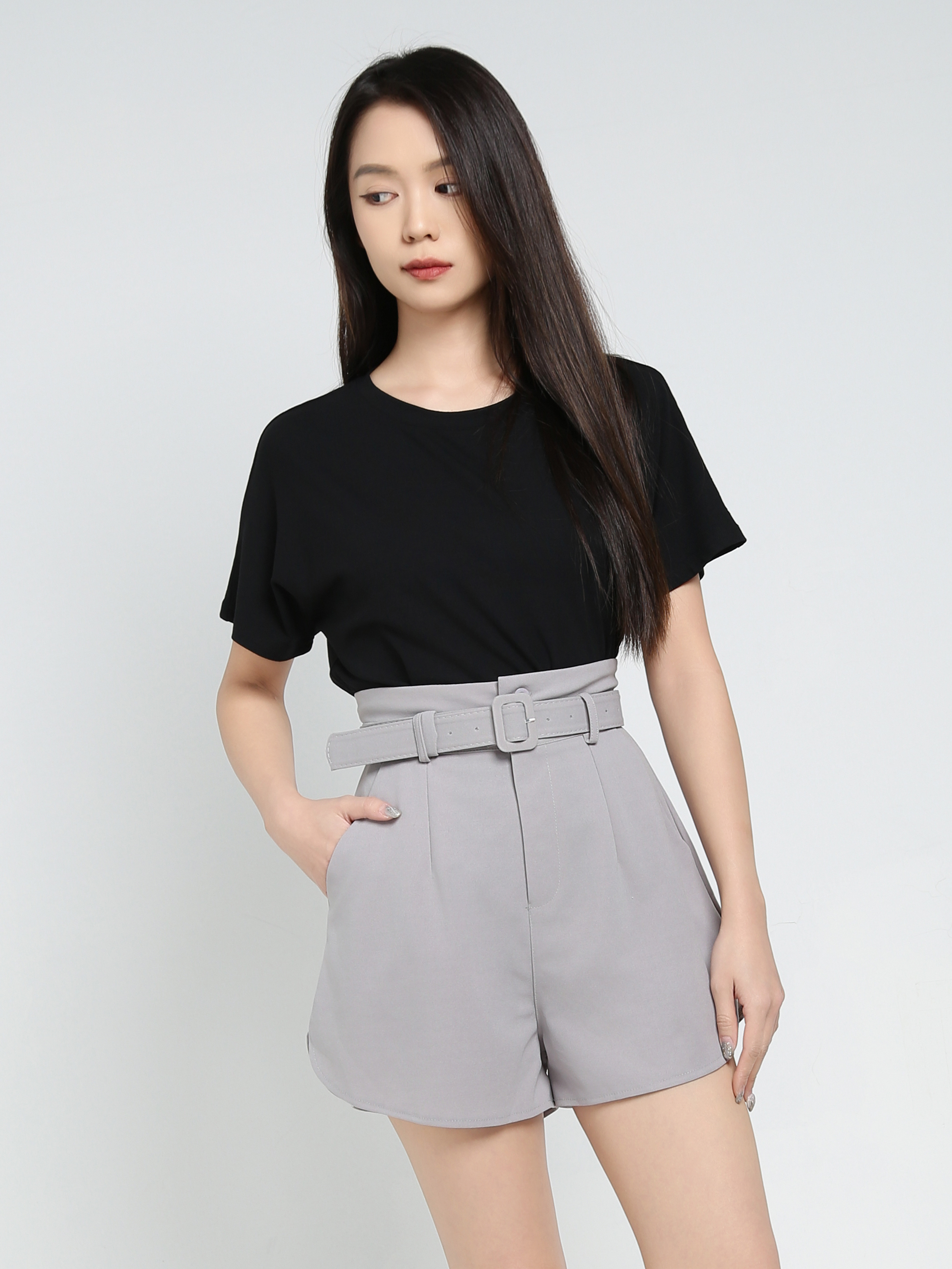 High Waist With Belt Short Pants 34467
