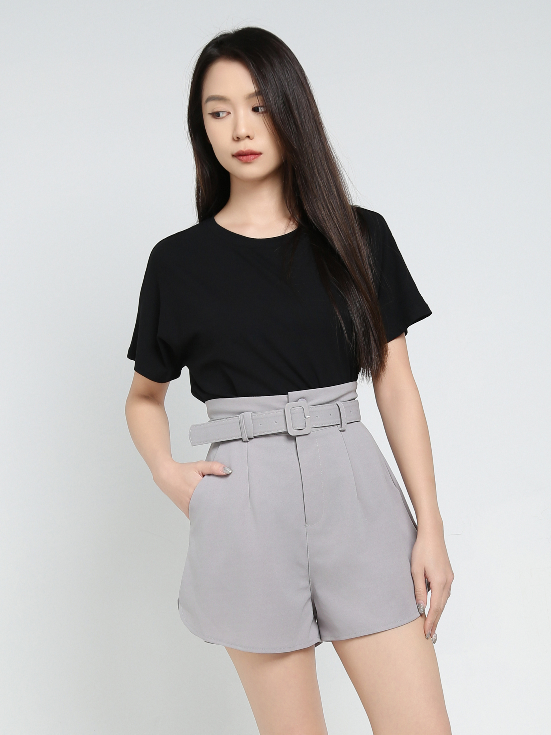 High Waist With Belt Short Pants 34467