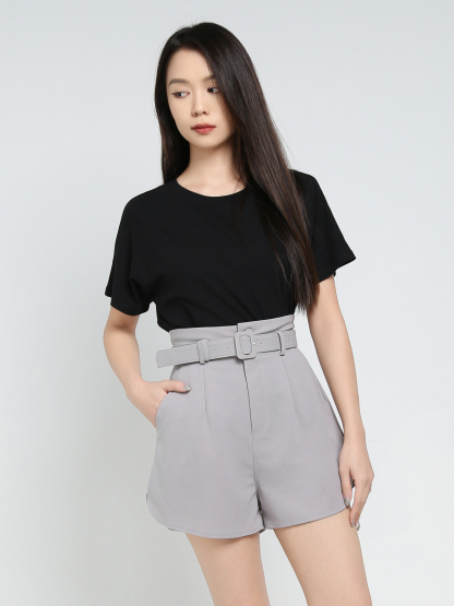 High Waist With Belt Short Pants 34467