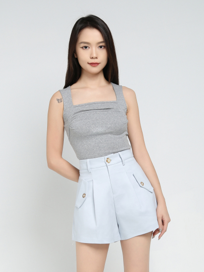 High Waist Side Pocket Short Pants 34354