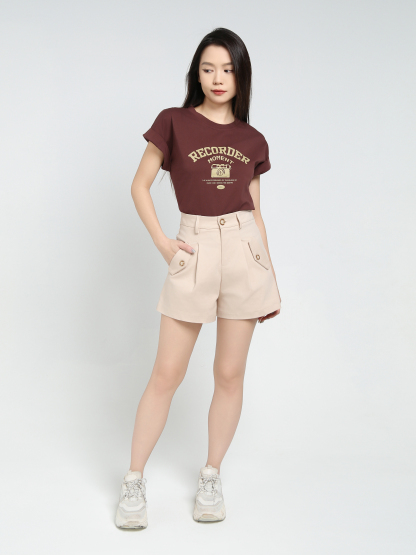 High Waist Side Pocket Short Pants 34354