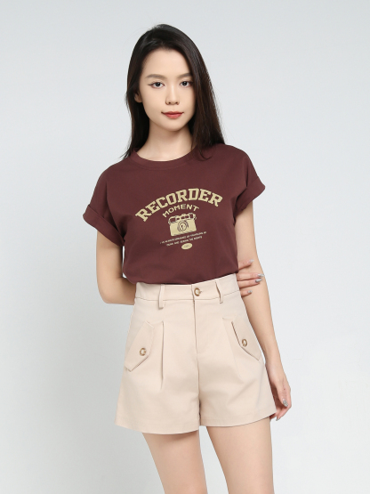 High Waist Side Pocket Short Pants 34354