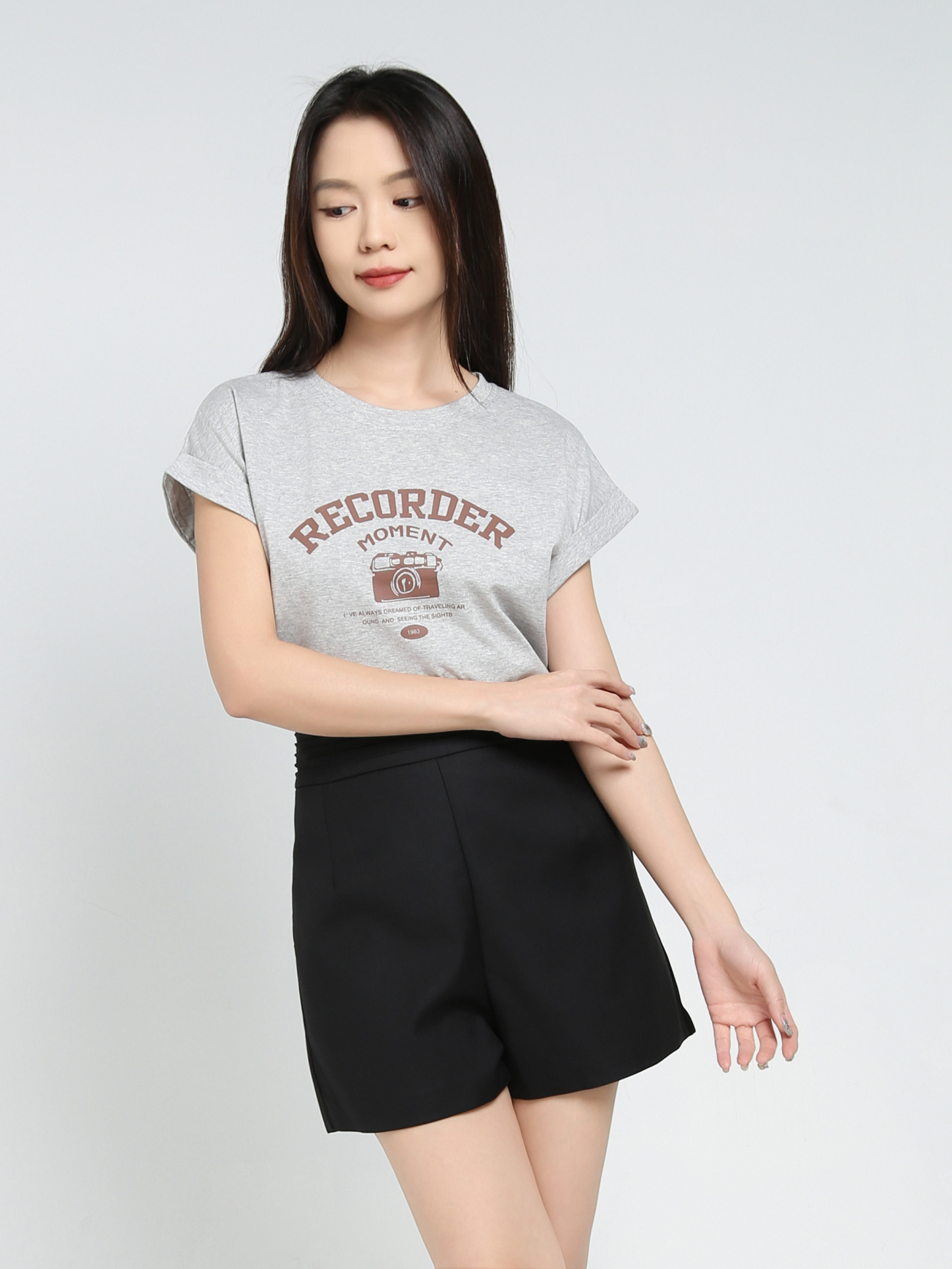 High Waist Side Pocket Short Pants 34354