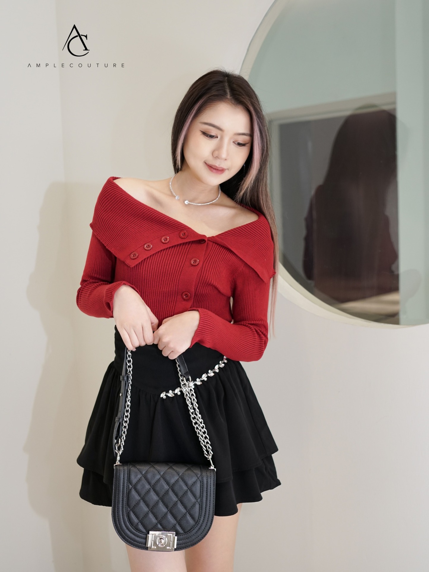 High Waist Decorative Diamond Skirt Pants 34664