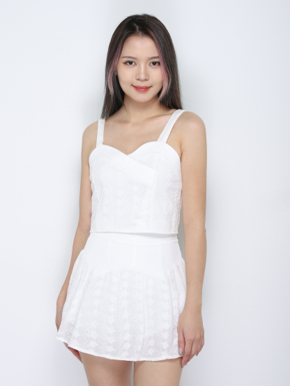 Sleeveless Top With Skirt Pant Set 34826